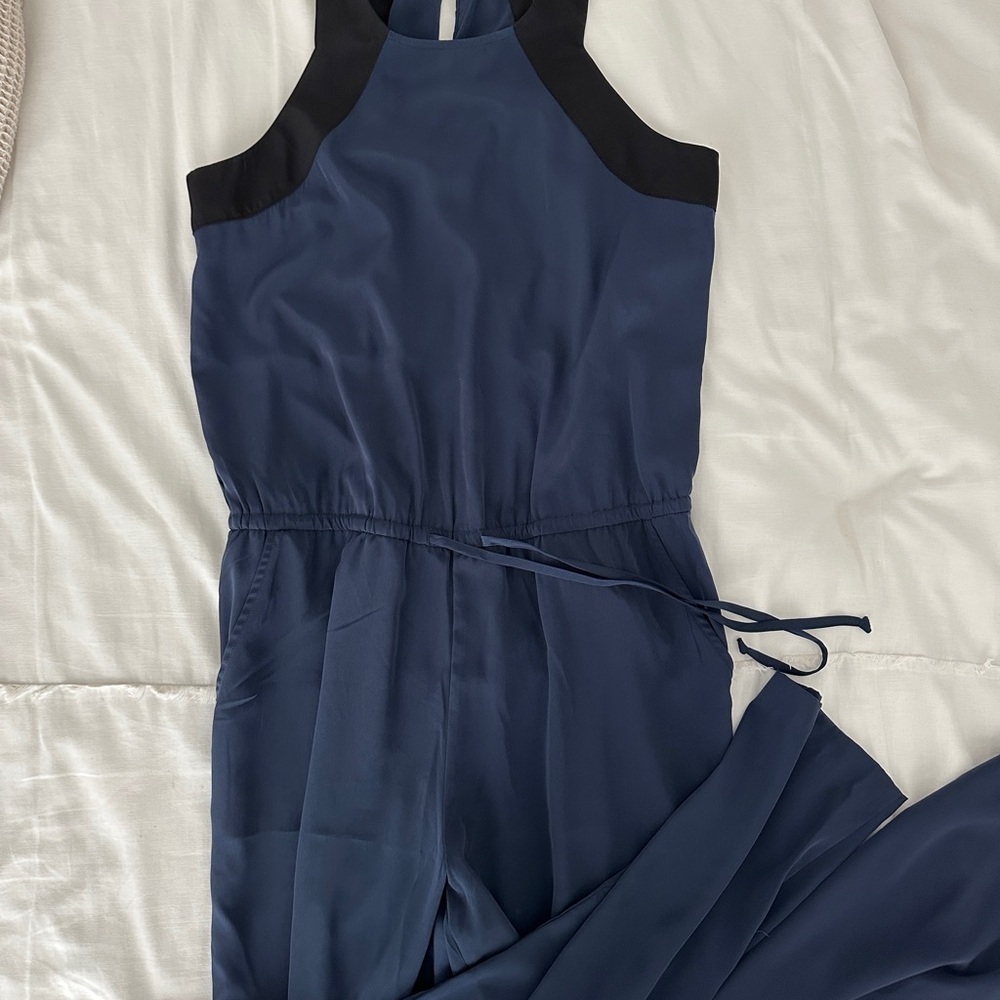 Banana Republic Blue and Black Jumpsuit with Halter Neckline